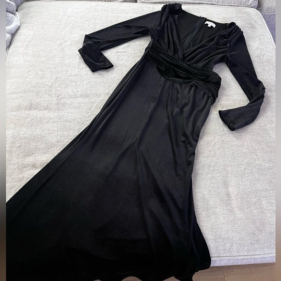 Faeriesty Elegant V Neck Long Sleeve Velvet Silt Dress Size XL FSWD0508LL Prom - Picture 2 of 7